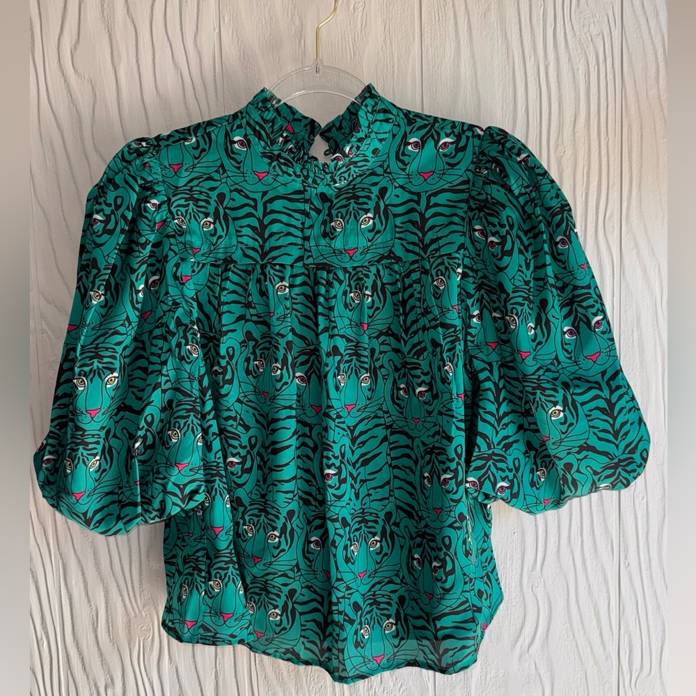 NWT Alden Adair Mel Top Party Animal Puff Sleeves Pleated
Neckline Size XS $198